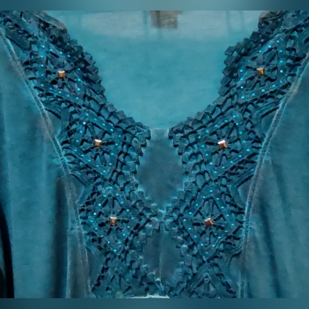 Adriann Delafield Embellished Teal Top